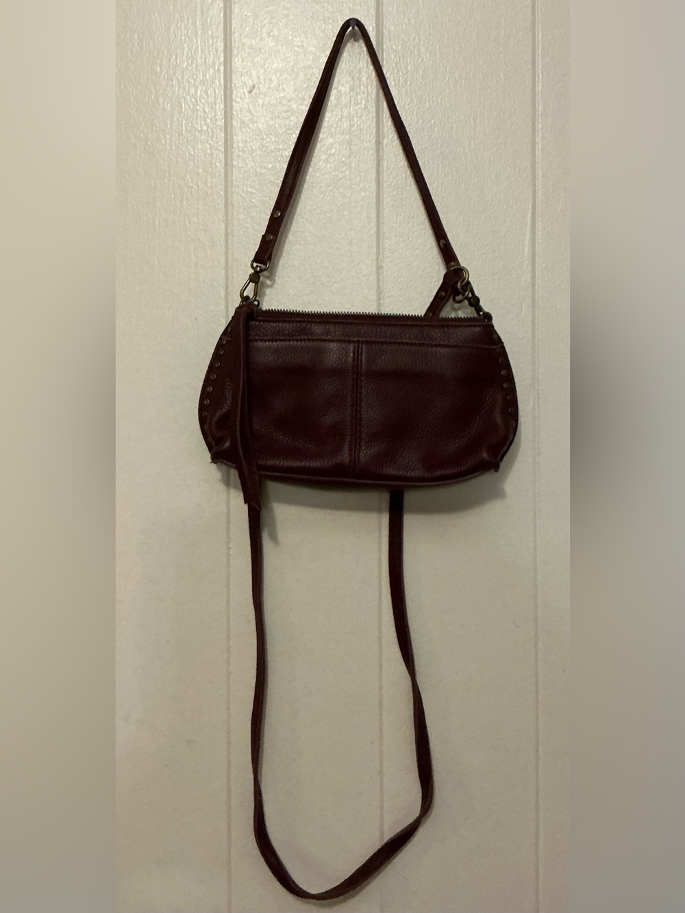 Very Rare HTF Burgundy Leather The Sak Crossbody Handbag Bag